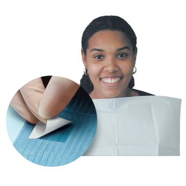 Sani-Tab 13" x 19" Chain-Free Patient Bibs, 2-ply Tissue / 1-ply Poly, White