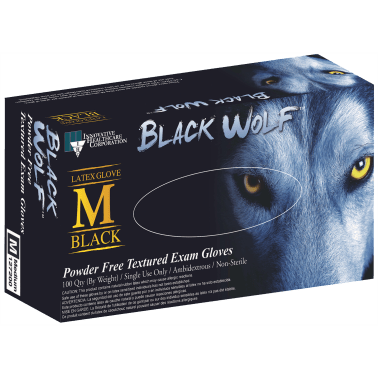 Black Wolf Latex Powder-free Gloves, Dark Non-Sterile Medium