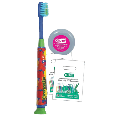 GUM Kids Toothbrush and Floss Bundle, Crayola, Deep Clean