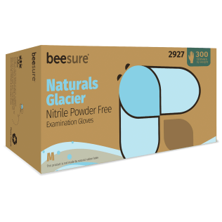 BeeSure Naturals Glacier Nitrile Powder-free Gloves, Medium