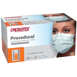 Crosstex Procedural Earloop Masks - Level 2, Blue