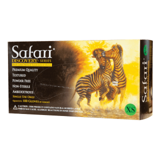 Safari Black Latex Powder-free Gloves, Medium