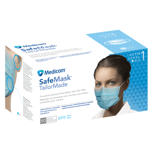 SafeMask TailorMade Procedure - Level 1, Earloop Masks Blue, box of 50