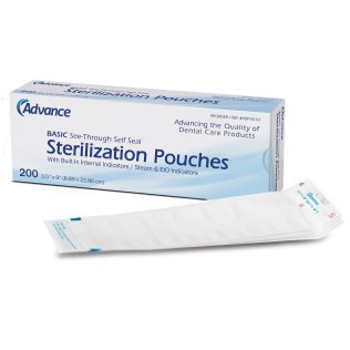 Advance Basic Sterilization Pouches, Self Sealing, 2.75" x 9", Large Pack