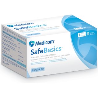 SafeBasics Procedure Earloop Masks - Level 1, Adjustable Nosepiece, Blue