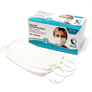 Quala Extra Soft Earloop Face Masks - Level 3, X-Soft, White
