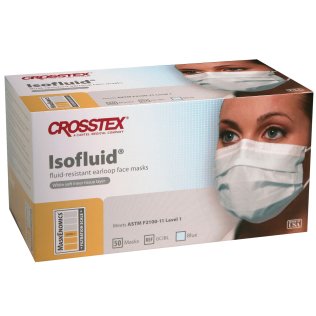 Crosstex Isofluid Earloop Masks - Level 1, Masks, Blue