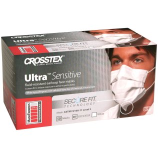 Crosstex Ultra Sensitive Surgical Mask with SecureFit Technology, ATSM Level 3, White
