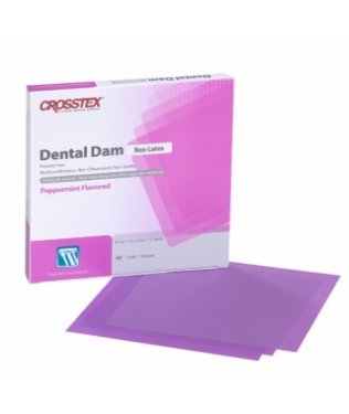 Crosstex Latex-free Dental Dam, Medium Gauge, 6" x 6", Purple, Peppermint Flavor