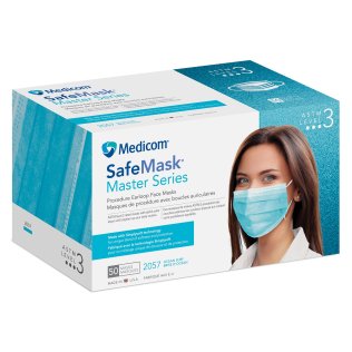 SafeMask Master Series Procedure Earloop Masks - Level 3, Ocean Surf, (Aquamarine)