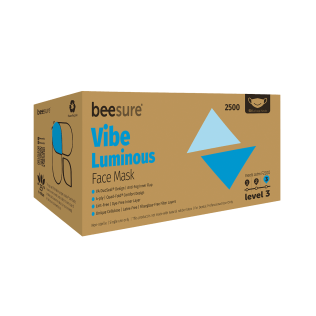 BeeSure Vibe Earloop Masks - Level 3, 4-Ply, Luminous Blue