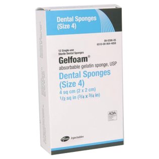 Gelfoam Absorbable Gelatin Sponge, Surgical Sponges, Size #4, (2cm x 2cm 7mm), 12/Pkg