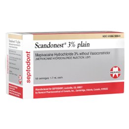 Scandonest 3% Plain Mepivacaine, HCI, Without Vasoconstrictor