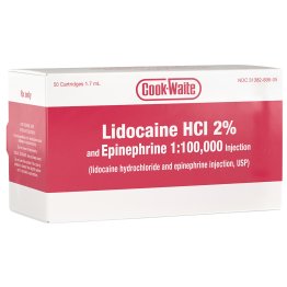 Cook-Waite Lidocaine (HCI 2%), Injectable Anesthetics, With Epinephrine 1:100,000