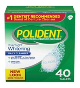 Polident Denture Cleansers, Overnight Whitening, Tablets