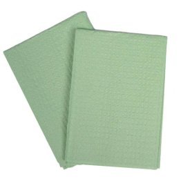 SafeBasics 13" x 18" Dry-Back Regular Patient Bibs, 2-ply Tissue / 1-ply Poly, Green